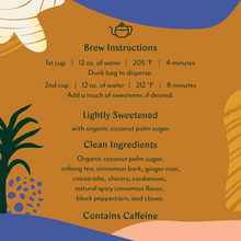 Load image into Gallery viewer, Cinnamon Oolong Chai Sweetened Tea Bags