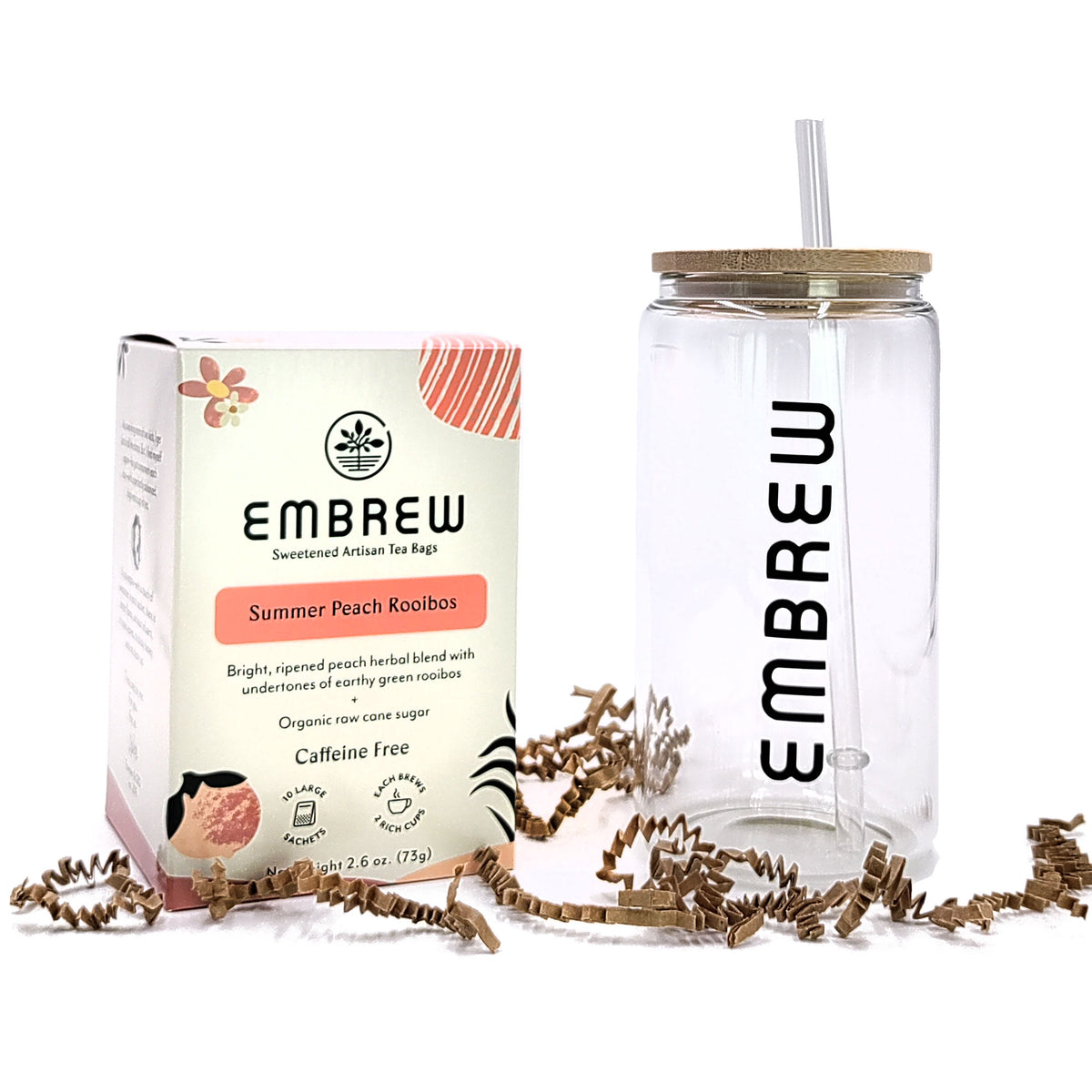 Embrew Tea Summer Peach Rooibos Sweetened Herbal Tea Bags