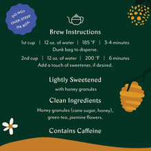 Load image into Gallery viewer, Jasmine Honey Green Sweetened Tea Bags