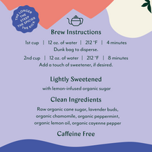 Load image into Gallery viewer, Lavender Chamomile Kick Sweetened Tea Bags
